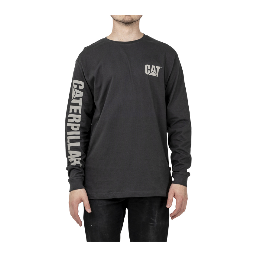 Caterpillar Trademark Banner Long Sleeve T-Shirts Heren Donkergrijs | NL-0417
